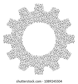 Vector connection links icons are formed into gear wheel combination. Engineering design concept constructed of connection links icons.