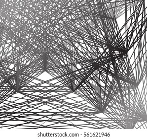 vector connection mesh background, black and white chaos template