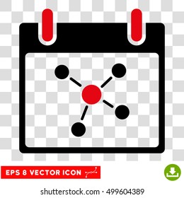 Vector Connections Calendar Day EPS vector icon. Illustration style is flat iconic bicolor intensive red and black symbol on a transparent background.