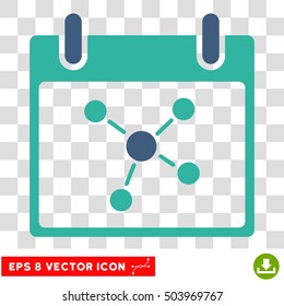 Vector Connections Calendar Day EPS vector pictogram. Illustration style is flat iconic bicolor cobalt and cyan symbol on a transparent background.
