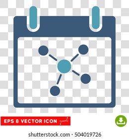 Vector Connections Calendar Day EPS vector icon. Illustration style is flat iconic bicolor cyan and blue symbol on a transparent background.