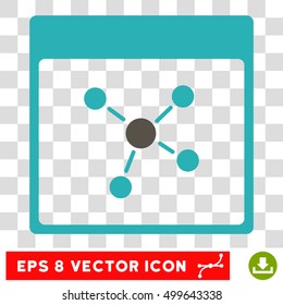 Vector Connections Calendar Page EPS vector pictogram. Illustration style is flat iconic bicolor grey and cyan symbol on a transparent background.