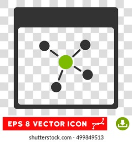 Vector Connections Calendar Page EPS vector icon. Illustration style is flat iconic bicolor eco green and gray symbol on a transparent background.