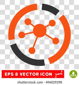 Vector Connections Diagram EPS vector icon. Illustration style is flat iconic bicolor gray and orange symbol on a transparent background.