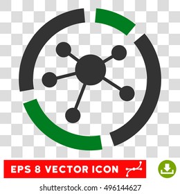 Vector Connections Diagram EPS vector pictograph. Illustration style is flat iconic bicolor green and gray symbol on a transparent background.