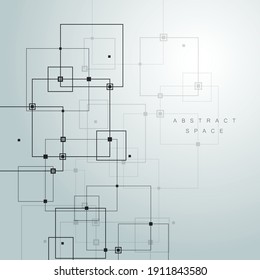 Vector connections with dots and lines on blue background