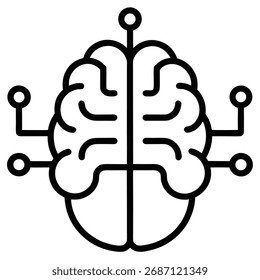 Conexões de vetor com ícone de cérebro digital com conexões