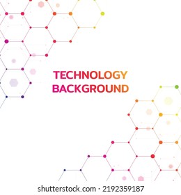 Vector connects lines and dots. Hexagon abstract template for technology. Abstract technology background. Technology background communication concept. Science network pattern, connecting lines and dot