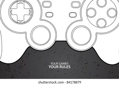 Vector console or PC joystick on black background