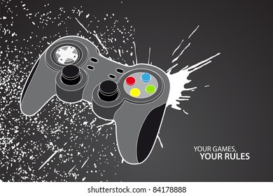 Vector console or PC joystick on black background