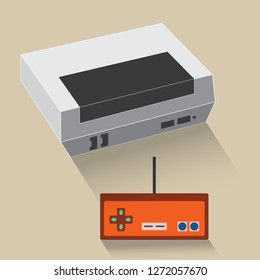 Vector of console in retro flat style, game console, video console.
