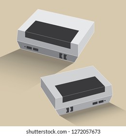 Vector of console in retro flat style, game console, video console.