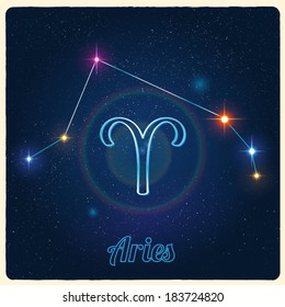 Aries de constelación vectorial con signo de zodiaco