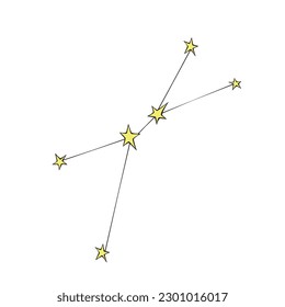 Vector the constellation of cancer in doodle flat style. Abstract zodiac sign. Simple color design element, clip art on theme of cosmos, astronomy, kids design