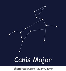Vector Constellation Canis Major - Illustration of one of the 88 modern constellations. The stars that form a pattern are similar to the zodiac.
