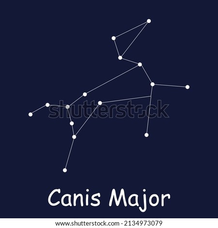 Vector Constellation Canis Major - Illustration of one of the 88 modern constellations. The stars that form a pattern are similar to the zodiac.