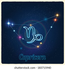 Vector constellation Capricorn with Zodiac sign