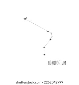 Vector Constellation Horologium on  white background. Doodle, sketch, drawn style, set of linear icons of all 88 constellations.