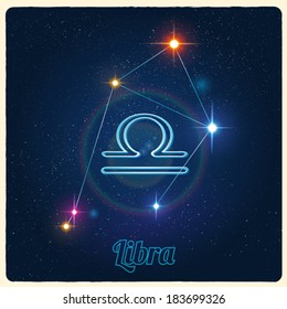 Vector constellation Libra with Zodiac sign