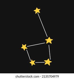 Constelación de vectores que valen estrellas amarillas. Simple constelación en diseño plano.