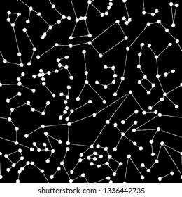 Vector constellations background. Constellations stars pattern. Sky map elements. Stars backdrop.