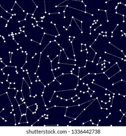 Vector constellations background. Constellations stars pattern. Sky map elements. Stars backdrop.
