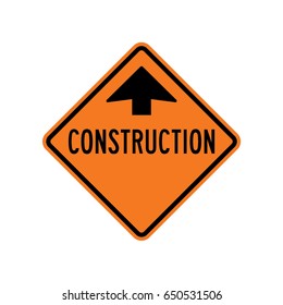 Vector construction ahead sign