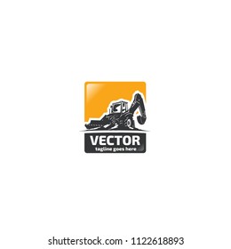 Vector construction backhoe tractor emblem.