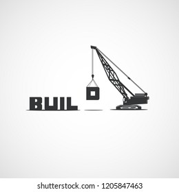 Vector de la construcción de la grúa de la pluma.