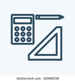 Vector construction calculator,pen and ruler icon or illustration in linear style