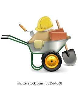 Vector Construction Concept with Wheelbarrow