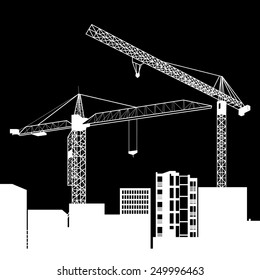 vector construction crane silhouette industry illustration architecture
