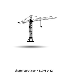 vector construction crane silhouette industry illustration architecture