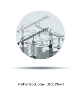 vector construction crane silhouette industry illustration architecture