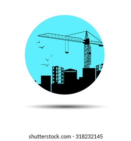 vector construction crane silhouette industry illustration architecture