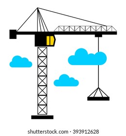 vector construction crane silhouette industry illustration architecture