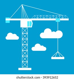 vector construction crane silhouette industry illustration architecture