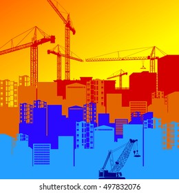 vector construction crane silhouette industry illustration architecture