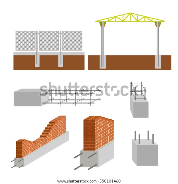 Vector Construction Elements Set Reinforced Concrete Stock Vector ...