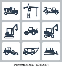 Vector construction equipment icons set