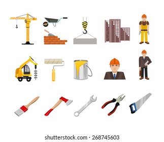 Vector construction flat icon set