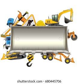 Vector Construction Frame with Bulldozer Shovel