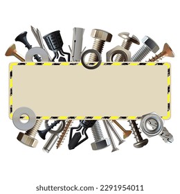 Vector Construction Frame with Fasteners isolated on white background