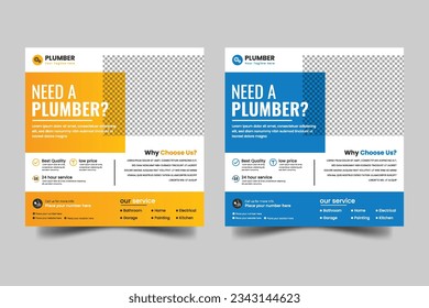 Vector construction and house renovation services social media post and web banner design templateVector construction and house renovation services social media post and web banner design template