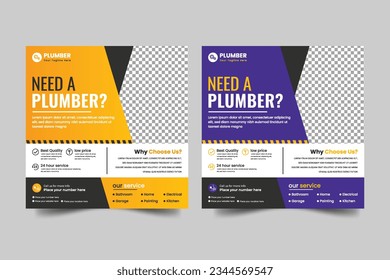 Vector construction and house renovation services social media post and web banner design templateVector construction and house renovation services social media post and web banner design template