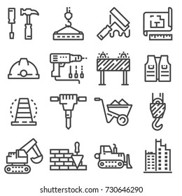 Vector construction icons set. Building line symbols