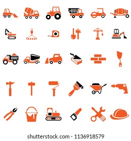 Vector construction icons set yellow color