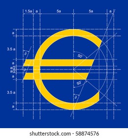 Vector construction illustration of a EURO symbol