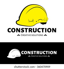 Vector construction logo. Helmet construction logo