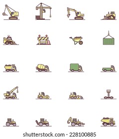 Vector construction machinery icon set